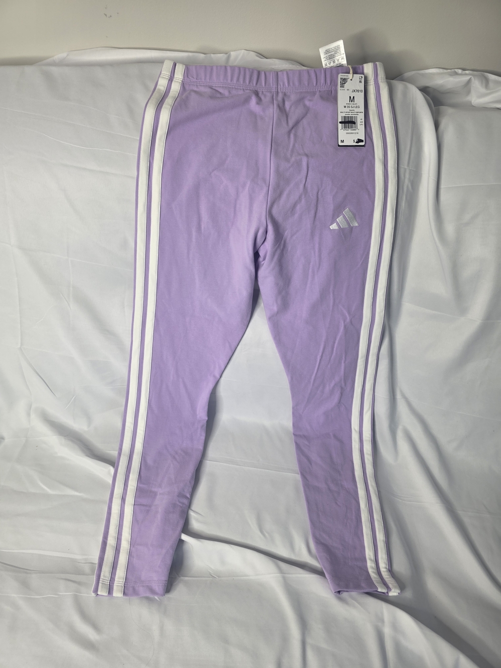 adidas Lavender Leggings with White 3-Stripes